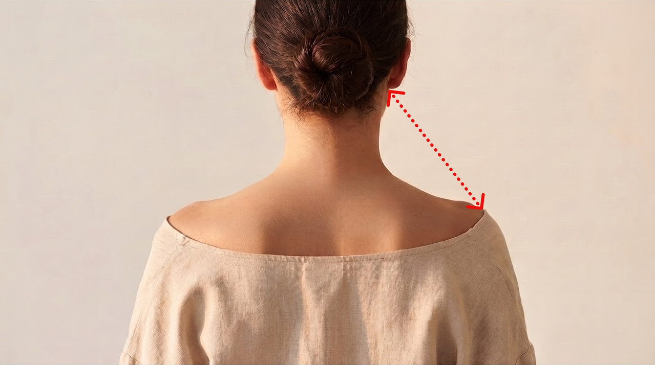 Mesure verticale entre le sommet de l'épaule et le bas de l'oreille